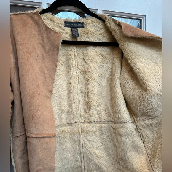 Vintage Banana Republic Y2K Circa 2001 Sherpa Lined Faux Suede Jacket Size M - Picture 4 of 12